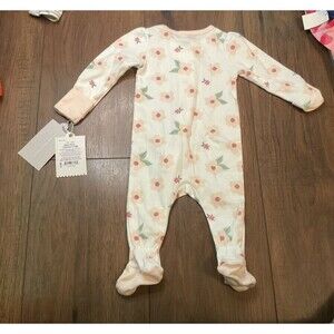 cloud island 2 way zipper sleeper footed pink flower nwt